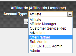 Changing an affiliate's account type in Offerit