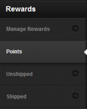 Rewards Admin Navigation Points